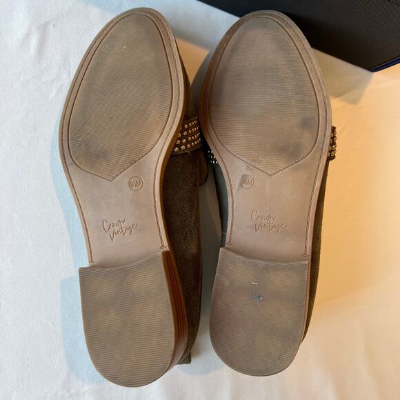 CROWN VINTAGE Lorina - Women's Suede Studded Loafers - Olive Green | Size 8.5 - Picture 7 of 9